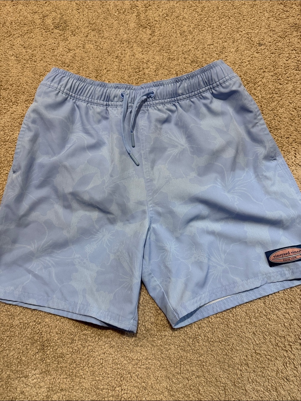 Vineyard Vines Light Blue Floral Kids Swim Trunks